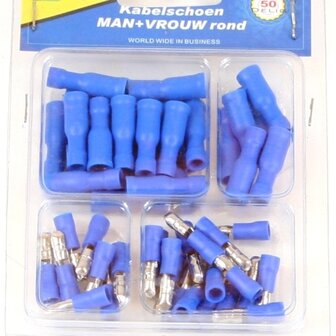 Kabelschoen 50 delig blauw man/vrouw rond