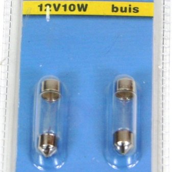 Lampjes buis 12V-10W 2 stuks