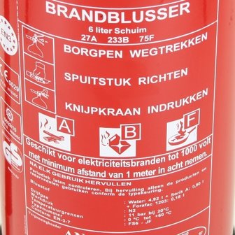 Schuimblusser 6 kilo met manometer