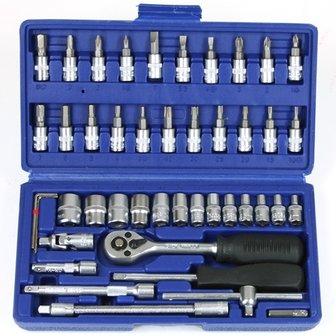 Doppendoos 46 delig 1/4&quot; blowcase blauw