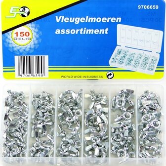 Vleugelmoeren, assortiment 150 delig