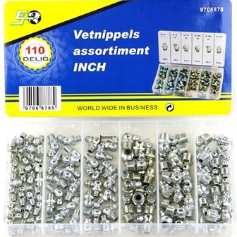 Vetnippels INCH, assortiment 110 delig