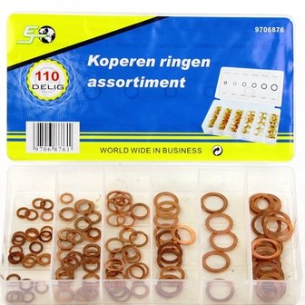 Koperen ringen, assortiment 110 delig