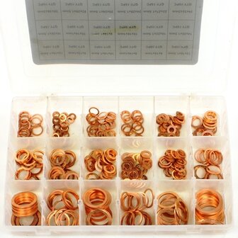 Koperen ringen, assortiment 350 delig