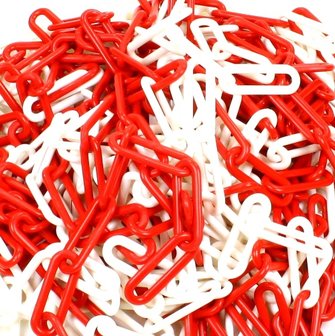 Ketting, plastic, rood/wit 8 mm per meter