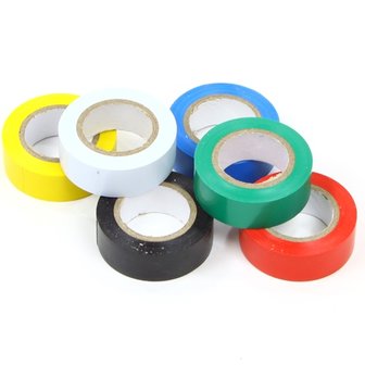 Isolatietape 6 rollen diverse kleuren