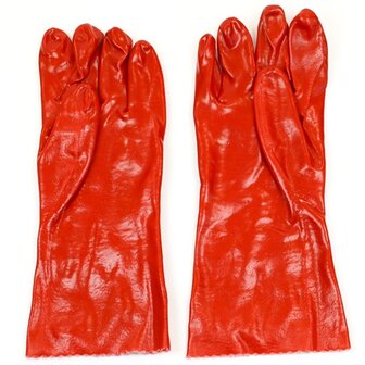 Handschoenen PVC rood, 35 cm.