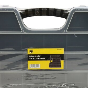 Opbergkoffer met vakindeling 510x325x65 mm.