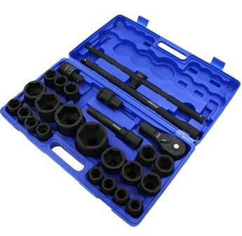 Doppendoos impact 3/4" en 1" - 26 delig metrisch