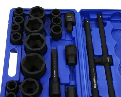 Doppendoos impact 3/4" en 1" - 26 delig metrisch