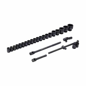 Doppendoos impact 3/4" en 1" - 26 delig metrisch