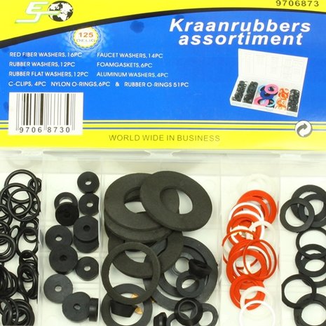 Kraanrubbers, assortiment 125 delig