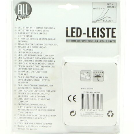 LED strip 2½ meter 24 leds rood 24 volt