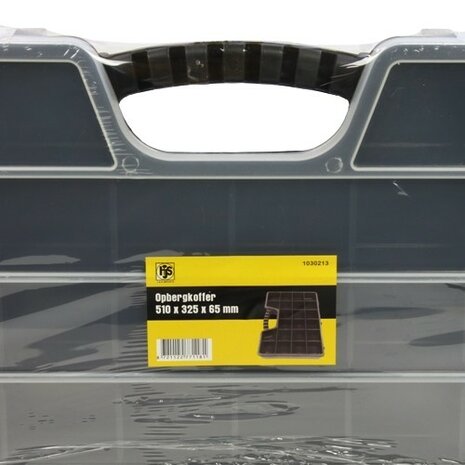 Opbergkoffer met vakindeling 510x325x65 mm.