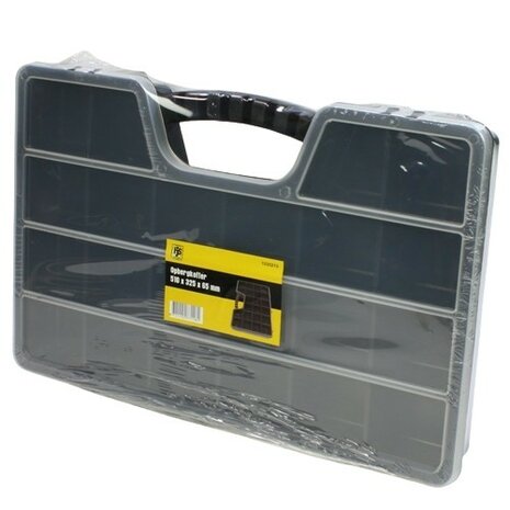 Opbergkoffer met vakindeling 510x325x65 mm.