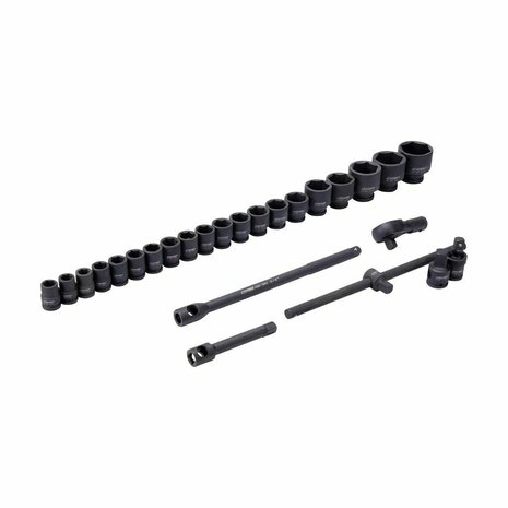 Doppendoos impact 3/4" en 1" - 26 delig metrisch